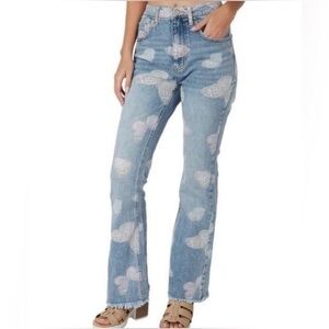TINSELTOWN Hi-rise Flare Jeans w/ Butterflies